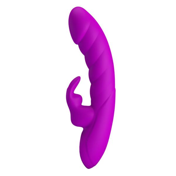 Paarse rabbit vibrator Pretty Love Monica, met gebogen top en arm voor de clitoris