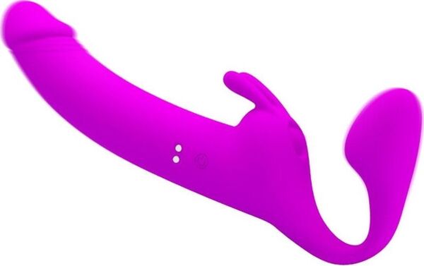 Strap-on zonder harnas Pretty Love BI-040171, van siliconen, met twee vibrerende koppen