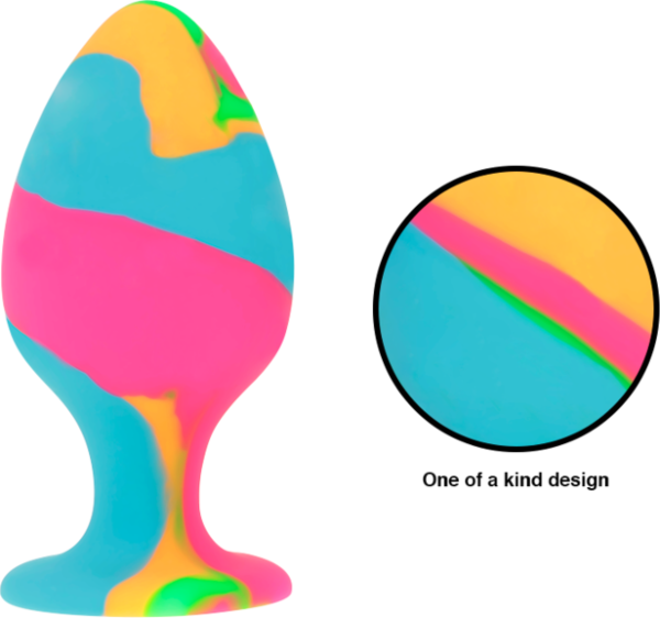 Set van drie buttplugs Intense Anal Plugs Set in maat S, M en L, met tie-dye design en zuignapvoet