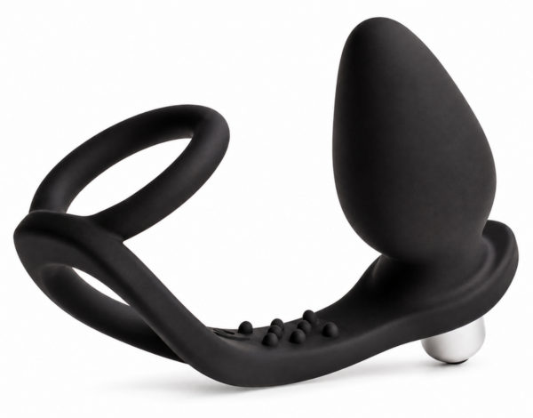Prostaatvibrator Rocks-Off Ro-Zen in onyxzwart, met dubbele ring