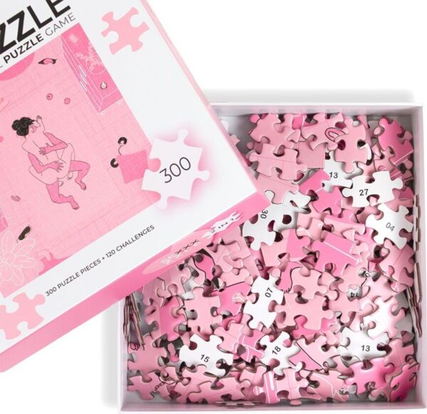 Doos van het erotische spel Secret Play Sexxxzzle, een puzzel van 300 stukjes met opdrachten voor koppels