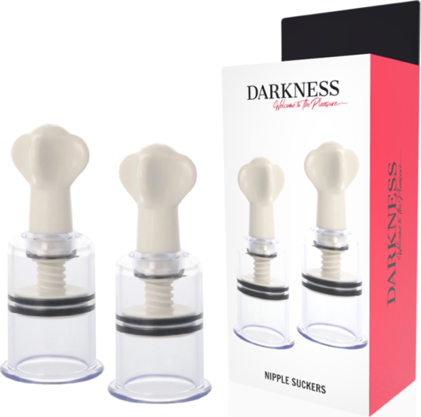 Tepelzuigers Darkness, set van twee cups van wit en transparant kunststof met hendel