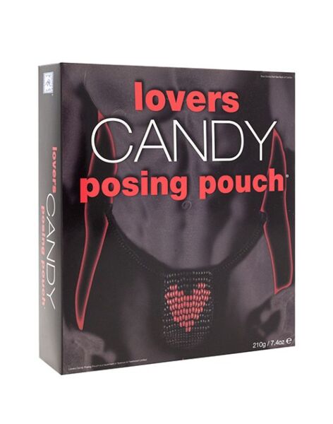 Snoepstring voor mannen Lovers Candy Posing Pouch van Spencer & Fleetwood, zwart met rood hartje