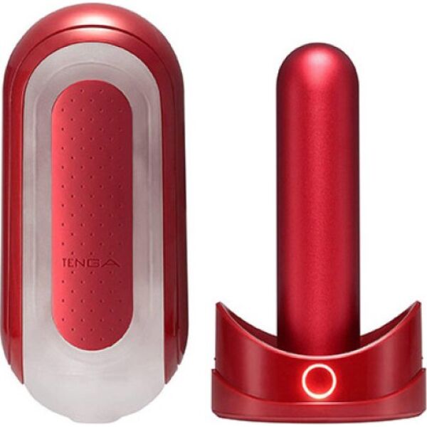 Masturbator Tenga Flip Zero Red & Warmer Set, in het rood, met de Flip Warmer verwarmer