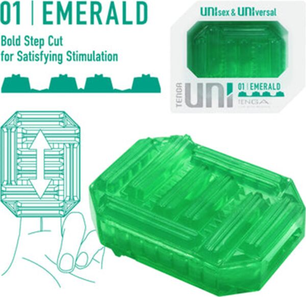 Omkeerbare masturbator Tenga UNI Emerald met zichtbare ribbels