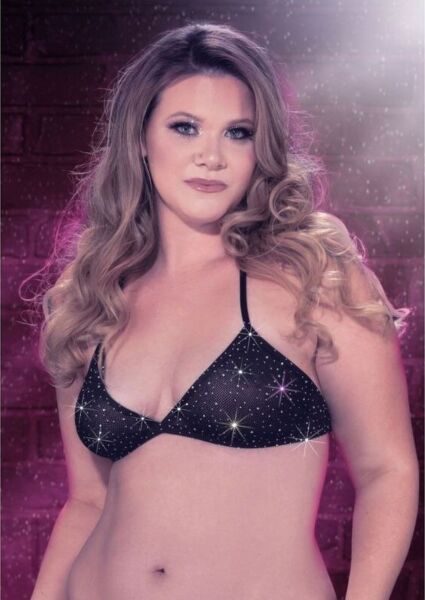 CalExotics Radiance triangelbikinitop in grote maat, met nekbandjes en strasssteentjes