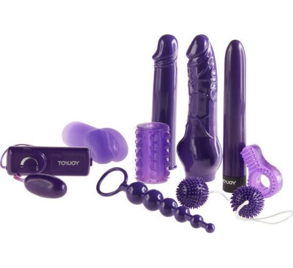 Just For You Mega Purple seksspeelgoedset met de verschillende onderdelen