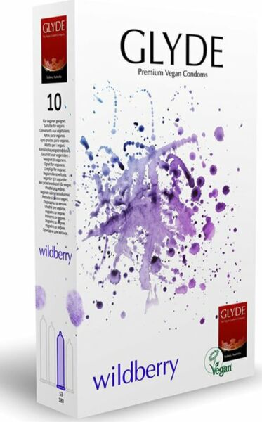 Doosje Glyde Ultra Wildberry condooms met bramensmaak, 10 stuks