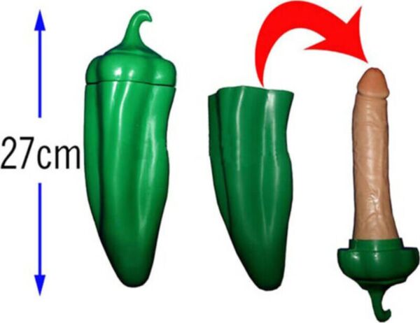 Diablo Picante Penis Green Pepper, groene paprika van kunststof met een verborgen penis erin
