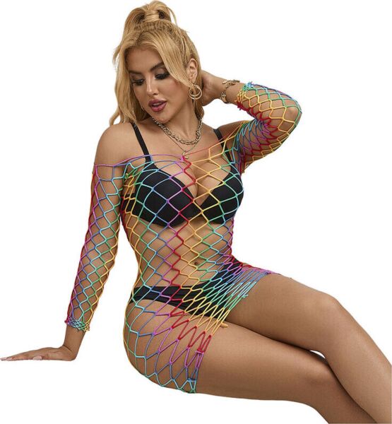 Subblime netjurk met lange mouwen en een kleurrijke regenboogprint