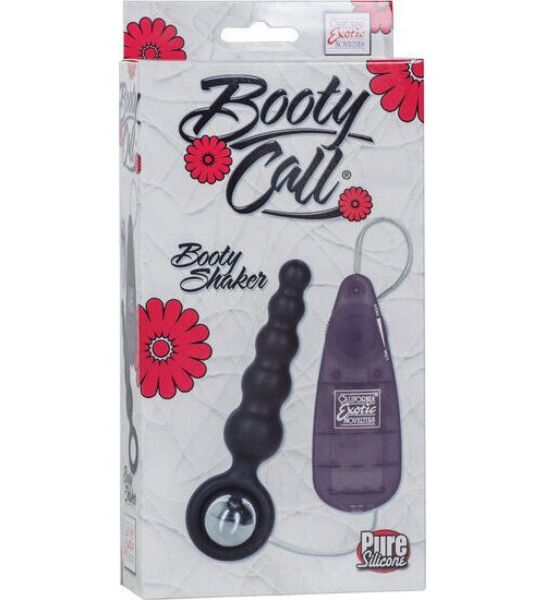 Zwarte CalExotics Booty Call Booty Shaker Black met trapsgewijze probe, ronde lus, bullet vibrator en bediening met kabel