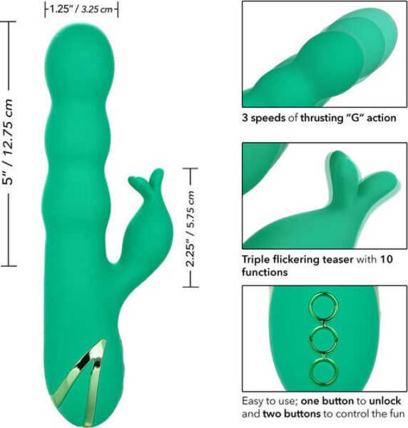 G-spot vibrator CalExotics Sonoma Satisfier Green met schacht en externe stimulator