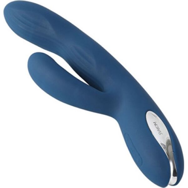 SVAKOM Aylin rabbit vibrator in donkerblauw, met punt voor de G-spot en arm voor de clitoris