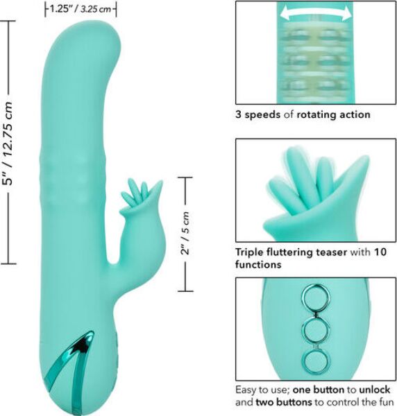 Rabbit vibrator CalExotics Bel Air Bombshell, met roterende schacht en externe stimulator