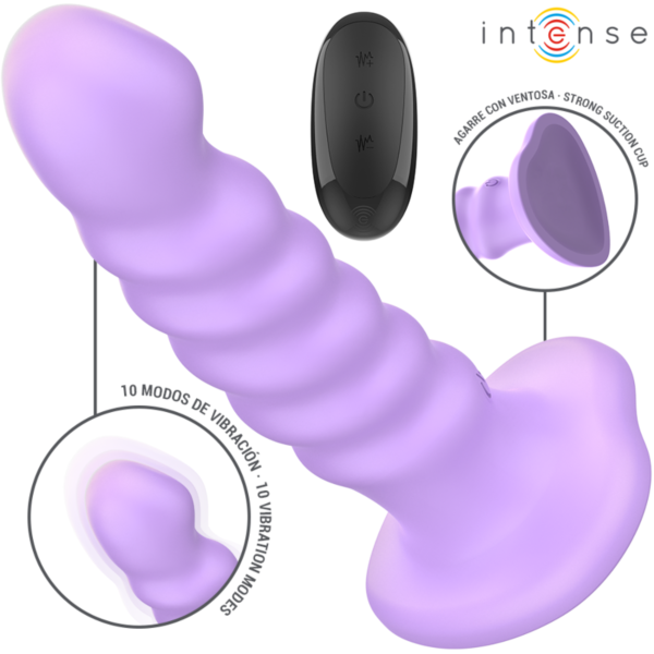 Paarse vibrator Intense Brenda met zuignapvoet en afstandsbediening