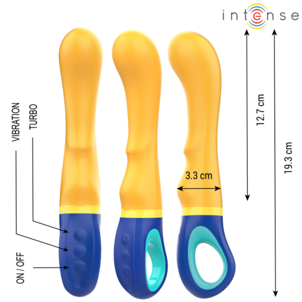 Gele Intense Shaggy vibrator met gebogen vorm voor de G-spot
