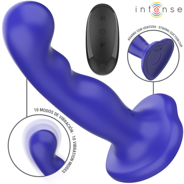 Blauwe vibrator Intense Shorty met kuiltjesreliëf en zuignap onderaan
