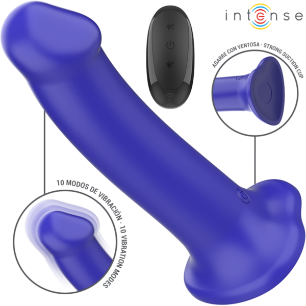 Intense Victoria vibrator in donkerblauw met zuignap aan de basis