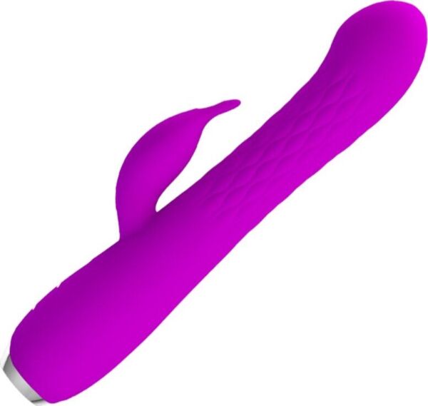 Paarse rabbitvibrator Pretty Love BI-014692 met geribbelde schacht en konijnarm