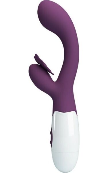 Paarse rabbitvibrator Pretty Love Butterfly Kiss met een vlindervormige poot voor de clitoris