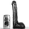 Realistische anale penis ALL BLACK 23 CM met golvende textuur
