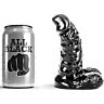 Dildo ALL BLACK 13 CM | Kort en geribbeld ontwerp