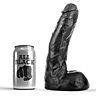 Dildo ALL BLACK 22 CM - Licht geaderd en flexibel