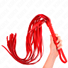 BDSM Látigo KINK RED SHORT HANDLE LONG TAIL WHIP 70 CM