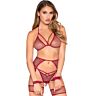 Rode 4 delige lingerieset LEG AVENUE SETS 89362 met handboeien, één maat