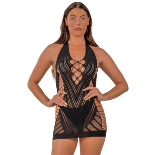 Sexy Lingerie Lace Jurk met Faux Lace-Up Detail