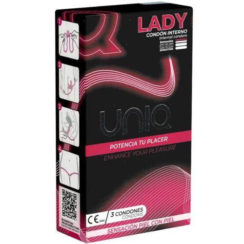 Vrouwencondooms UNIQ Lady met liguero - 3 stuks