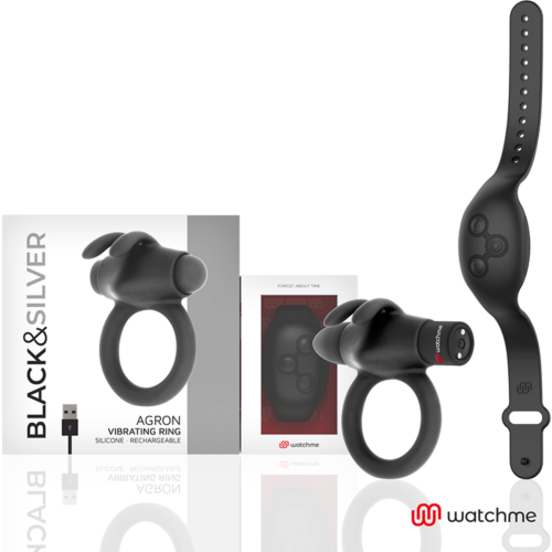 Penisring vibrator BLACK&SILVER AGRON met Watchme