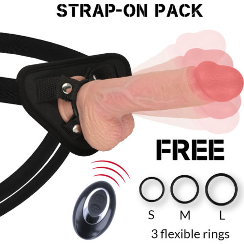 Harnas met vibrator ROCK ARMY Apache 20,5 cm