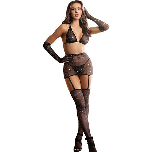 Bodystocking SUBBLIME 952174 met diamantpatroon en handschoenen