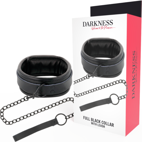 BDSM Collar DARKNESS met Ketting en Vergrendelingsgesp
