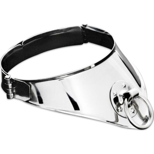 METAL HARD halsband met ring en hangslot 12,5 cm