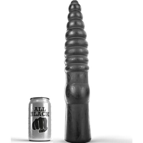 Anal dildo ALL BLACK 33 cm geribbeld