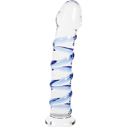 Glazen dildo S Pleasures Crystal LYNX met ribbels