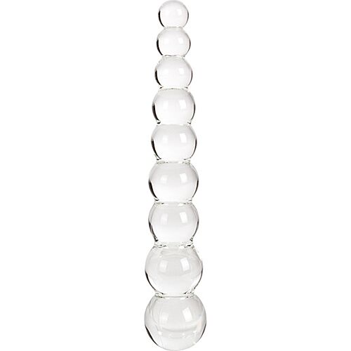 Glazen dildo S Pleasures Crystal VEGA met bolletjes