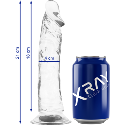 Dildo X RAY Clear 21 cm met krachtige zuignap