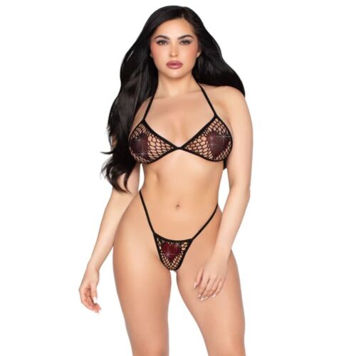 Top en String LEG AVENUE 86147 met strass harten