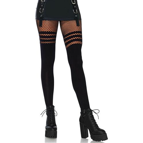 Pantyhose Leg Avenue met opaciteit en decoratieve lijnen