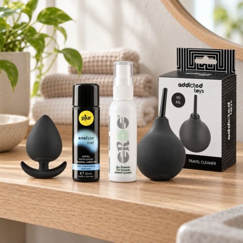 Anale starterset met kleine buttplug van siliconen – sfeerbeeld (met AI gegenereerde afbeelding)
