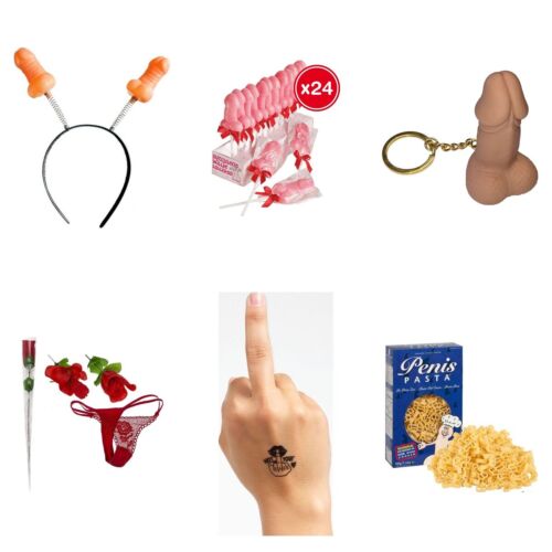 Vrijgezellenfeest-set met diadeem, lolly, tattoos en grapcadeaus