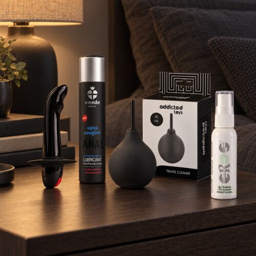 Prostaatset voor beginners met vibrator met brede voet – sfeerbeeld (met AI gegenereerde afbeelding)