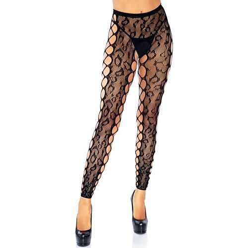 Panty Leg Avenue Voetloze Crothless met leopardenkant