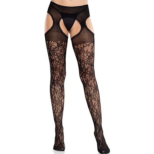 Medias Leg Avenue Lingerie Floral Zwart