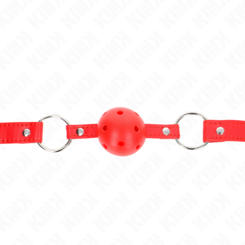 Ademende ballgag KINK 4 cm met dubbele klinknagel Model 1 62,5 x 2,5 cm verstelbaar 42-58 cm