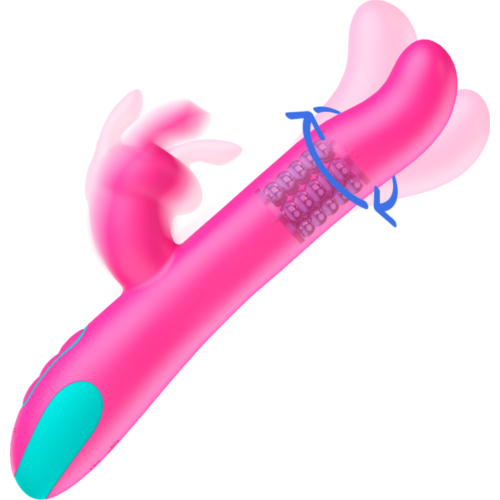 Vibrador Rabbit HAPPY LOKY PLUTO met rotatie en clitorisstimulatie