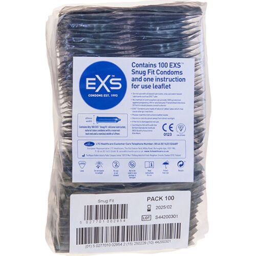 Exs Snug Fit 100s smalle latex condooms 100-pack
